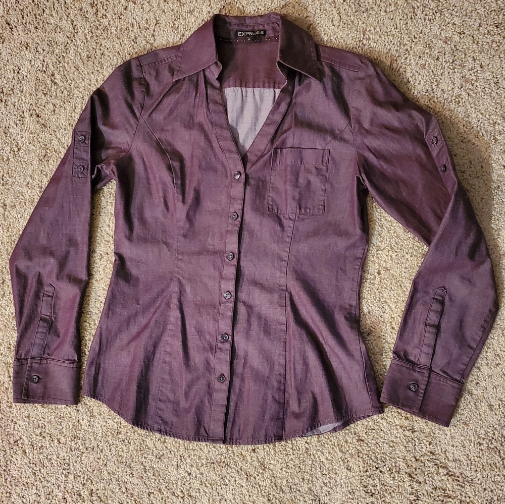 Express Purple Button Down Shirt